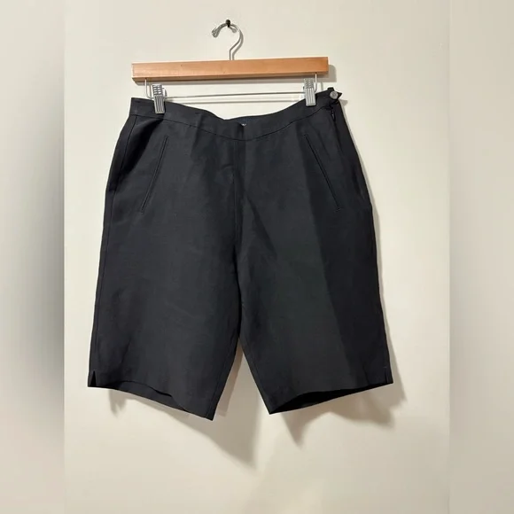 Tommy Bahama Black Silk Linen Summer Spring Women Bermuda Shorts